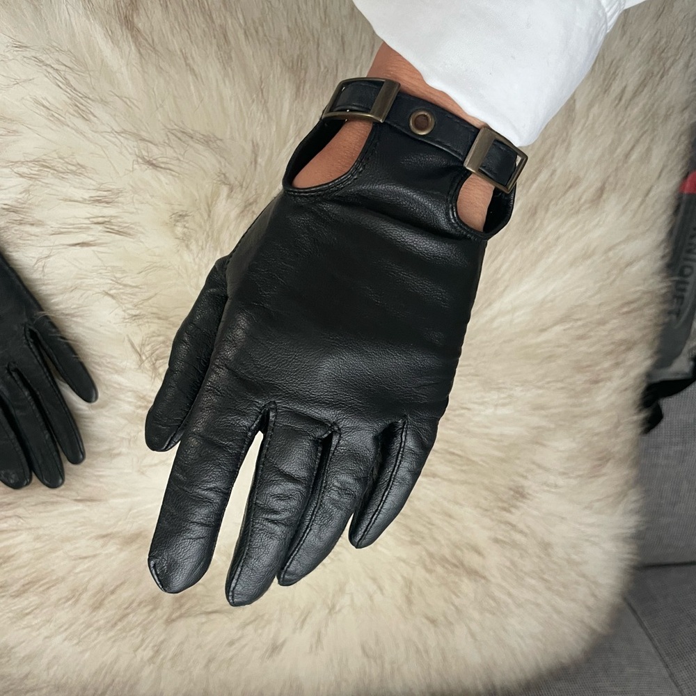 Diesel Brand Black Leather Driving Gloves S